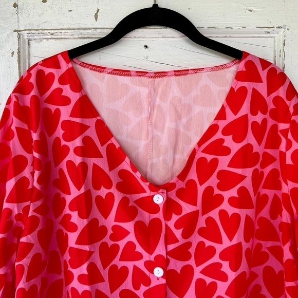 NO BRAND, NWOT, WOMENS, BRIGHTLY COLORED, V-NECK, LONG SLEEVE, TOP. SIZE L - Picture 4 of 7